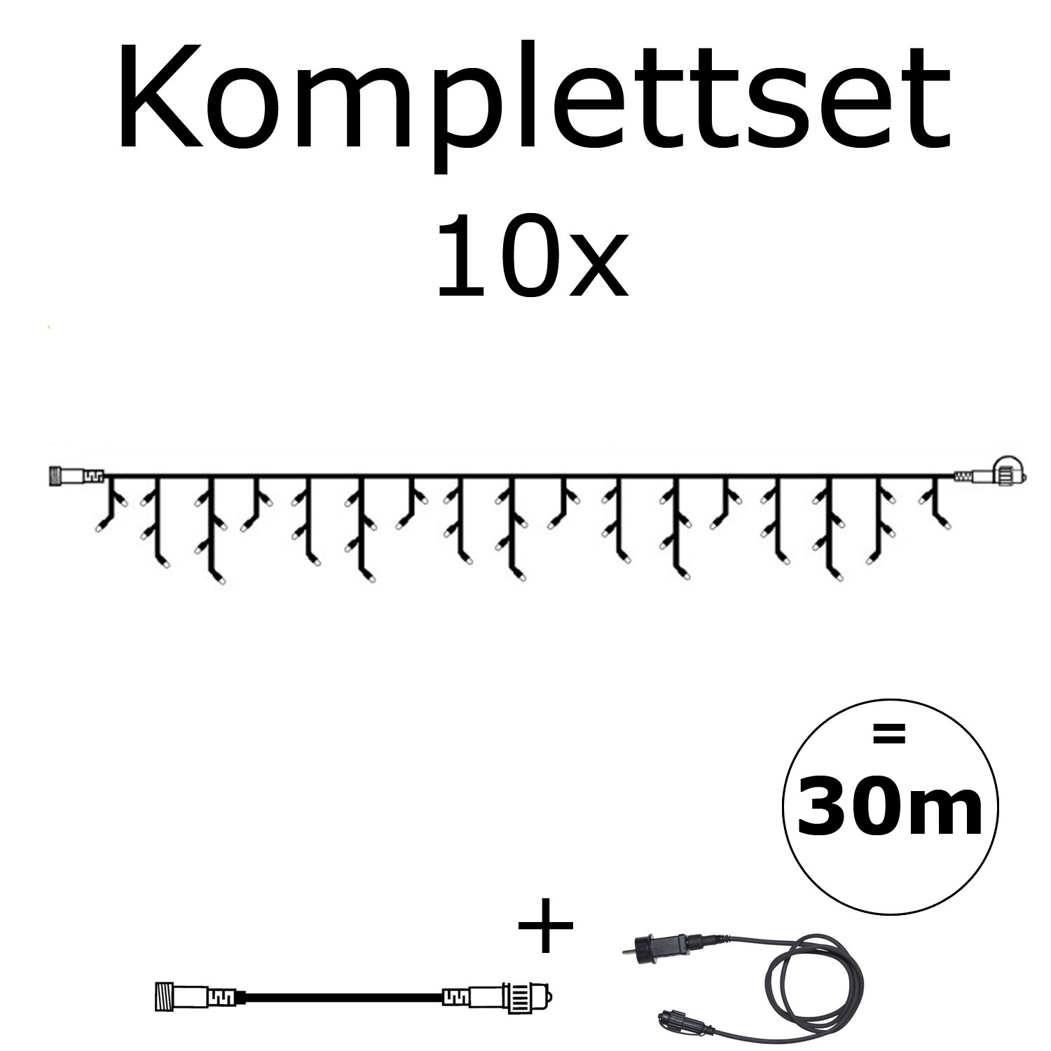 SYSTEM 24 KOMPLETT SET 30m - LED Lichtervorhang Eisregen - Icicle für Dachrinne, Garage etc. SYSTEM 24 KOMPLETT SET 30m - LED Lichtervorhang Eisregen - Icicle für Dachrinne, Garage etc.