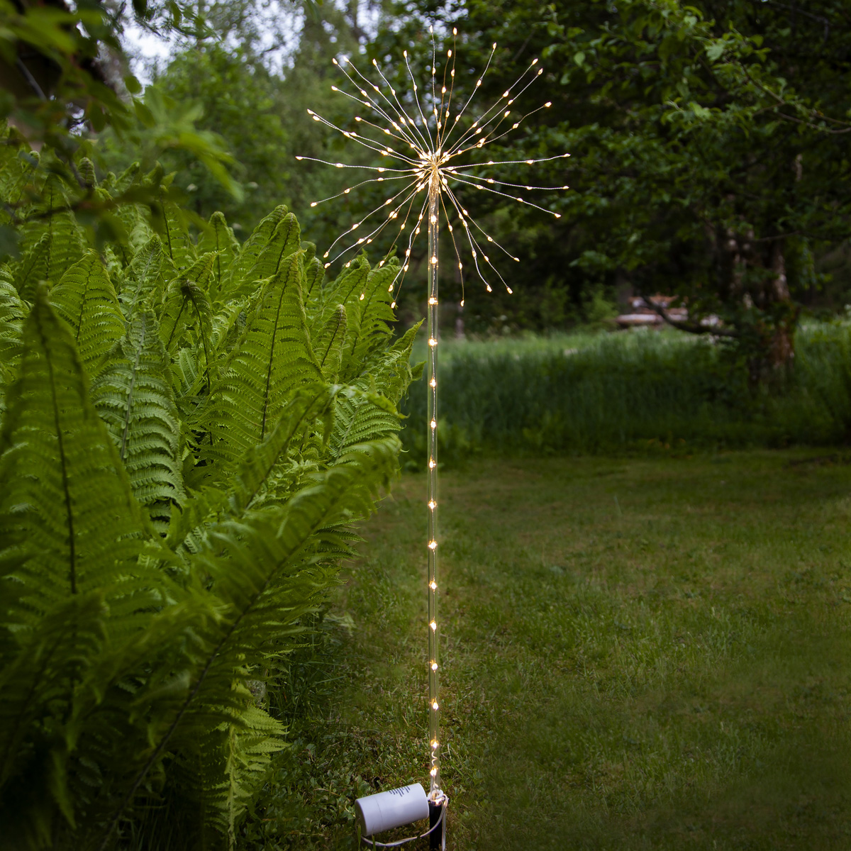 LED Dekostab "Firework" - H: 100cm - 152 warmweiße LED - Batteriebetrieb - 8 Funktionen - outdoor