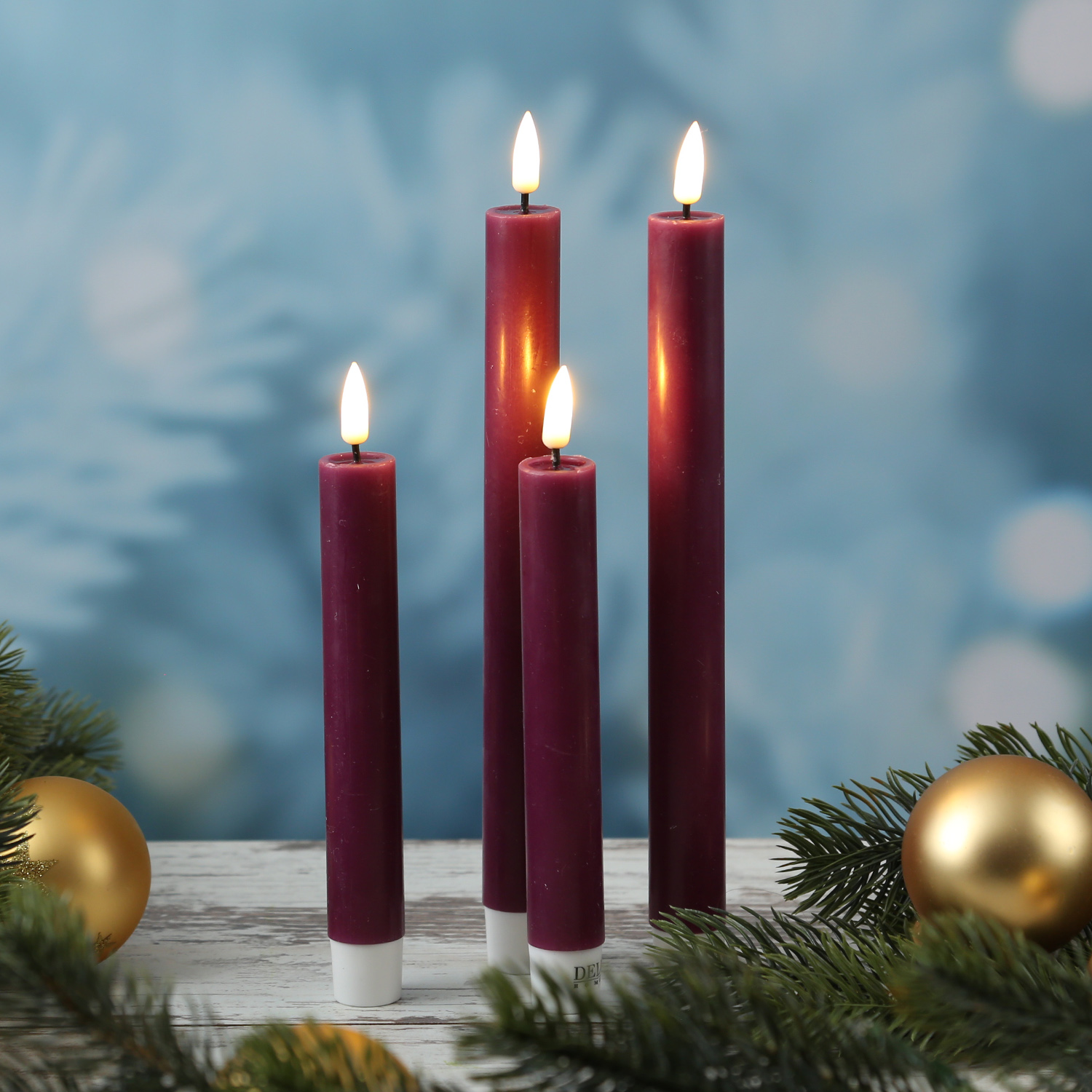 LED Stabkerzen MIA - Echtwachs - realistische 3D Flamme - H: 15cm - beere - 2 Stk LED Stabkerzen MIA - Echtwachs - realistische 3D Flamme - H: 15cm - beere - 2 Stk