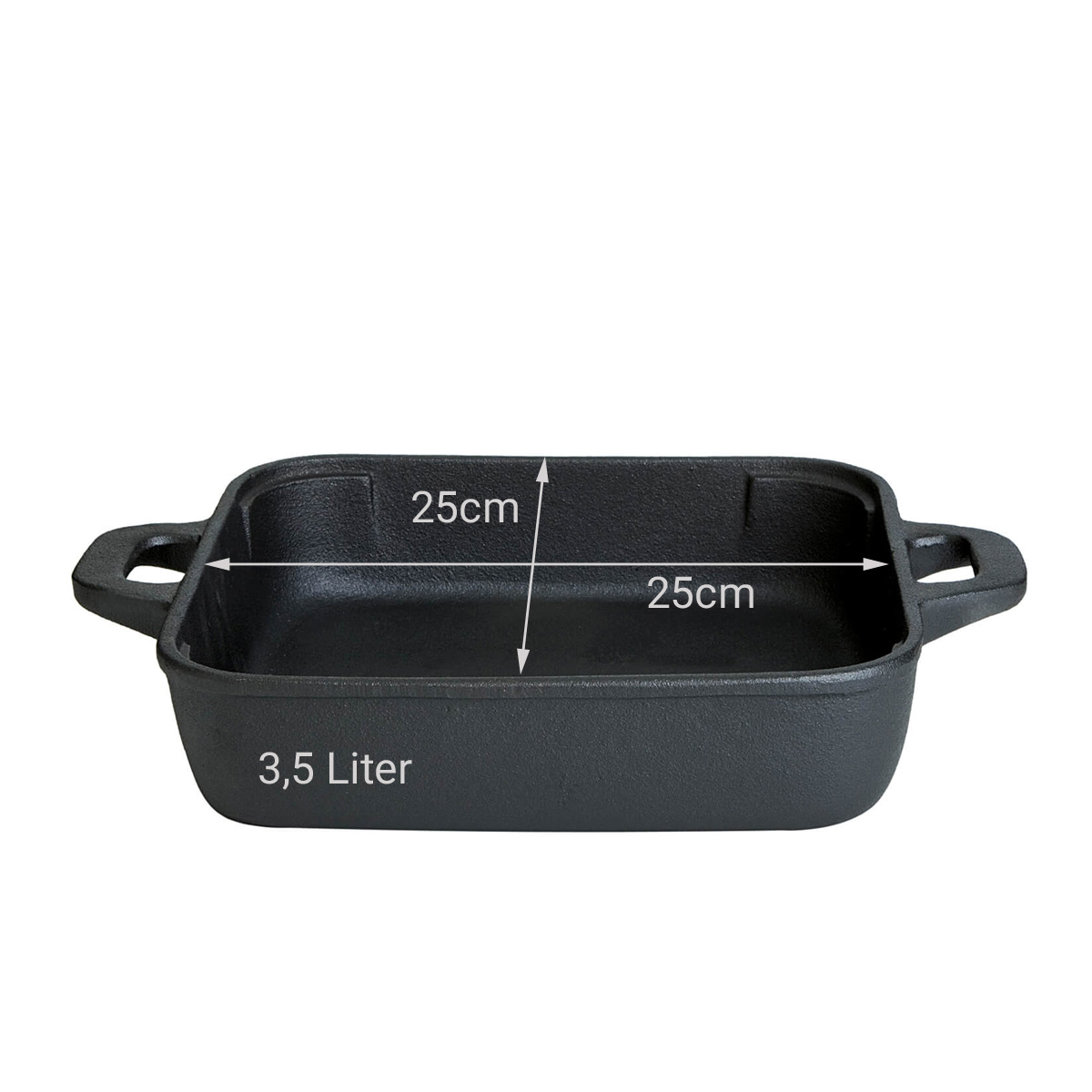 Gusseisenpfanne quadratisch mit 2 Griffen - 25x25x6cm - Feuerpfanne aus Eisenguss