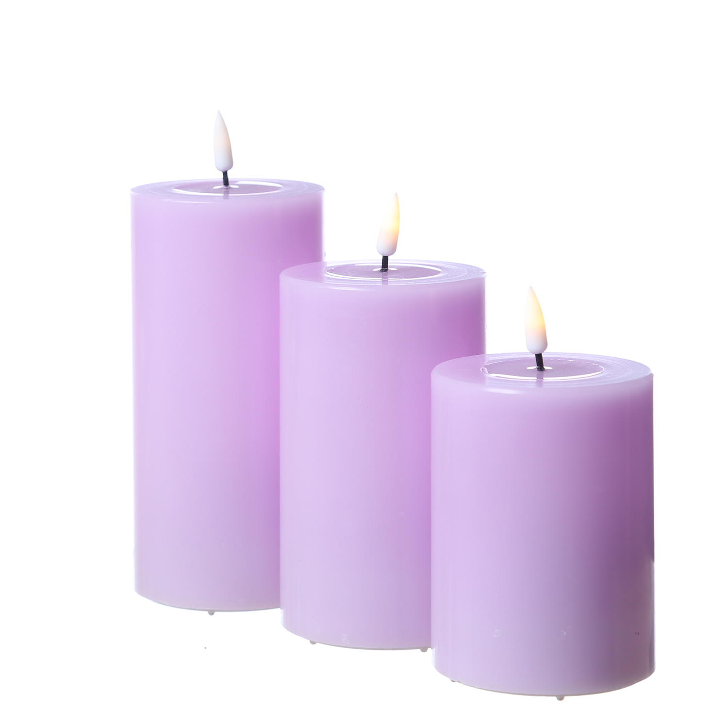 LED Stumpenkerze MIA - Echtwachs - realistische 3D Flamme - H: 10cm - D: 7,5cm - lavendel LED Stumpenkerze MIA - Echtwachs - realistische 3D Flamme - H: 10cm - D: 7,5cm - lavendel