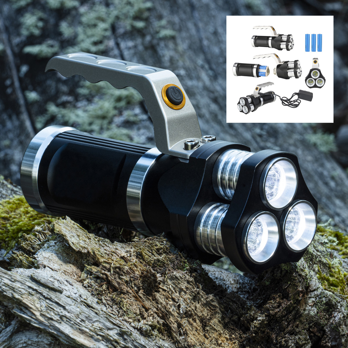 LED Handlampe - kaltweiße LED - 750lm - 16 x 4,8 x 6,3cm