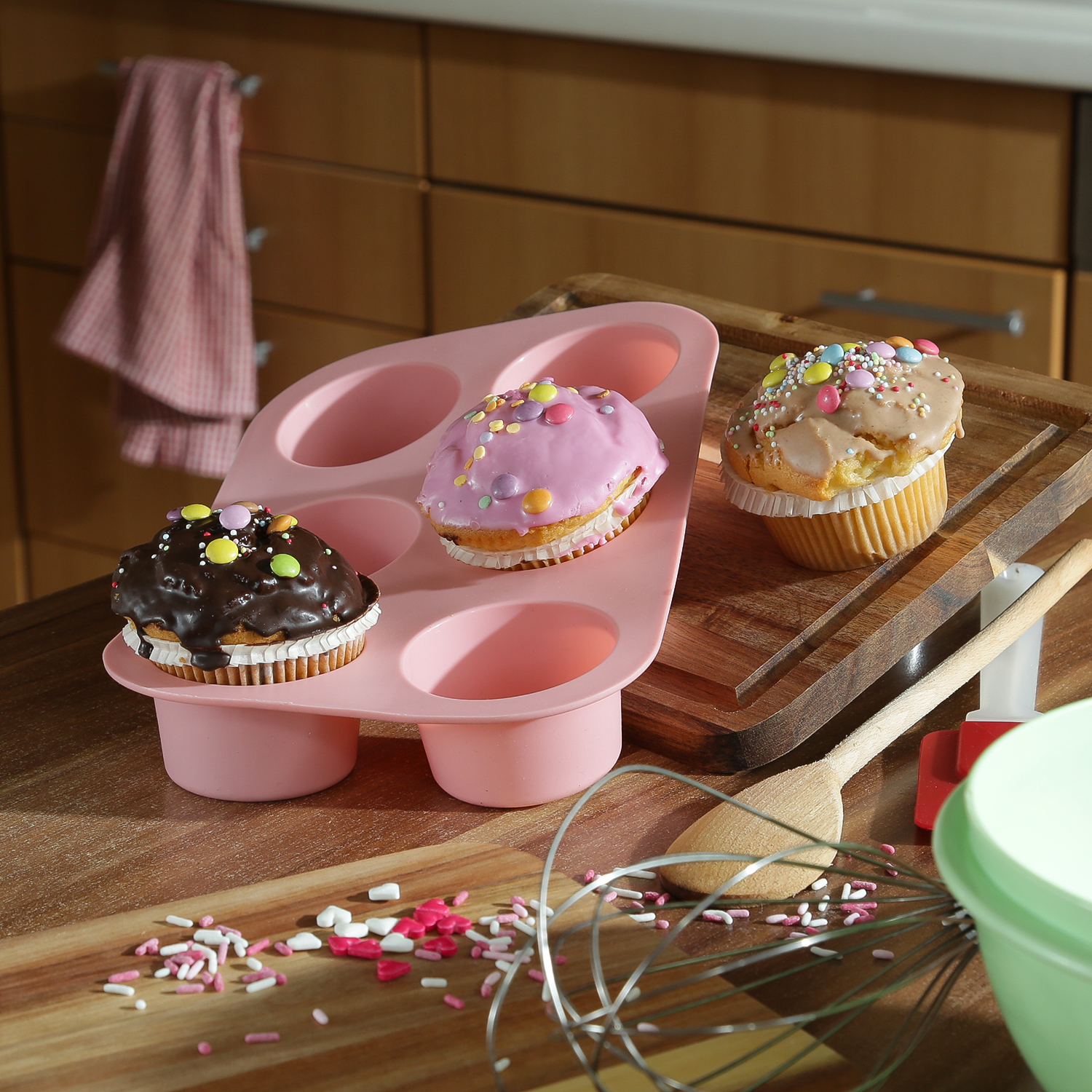 Muffinform Silikon 6er rosa - Platinum Silikon, spülmaschinenfest