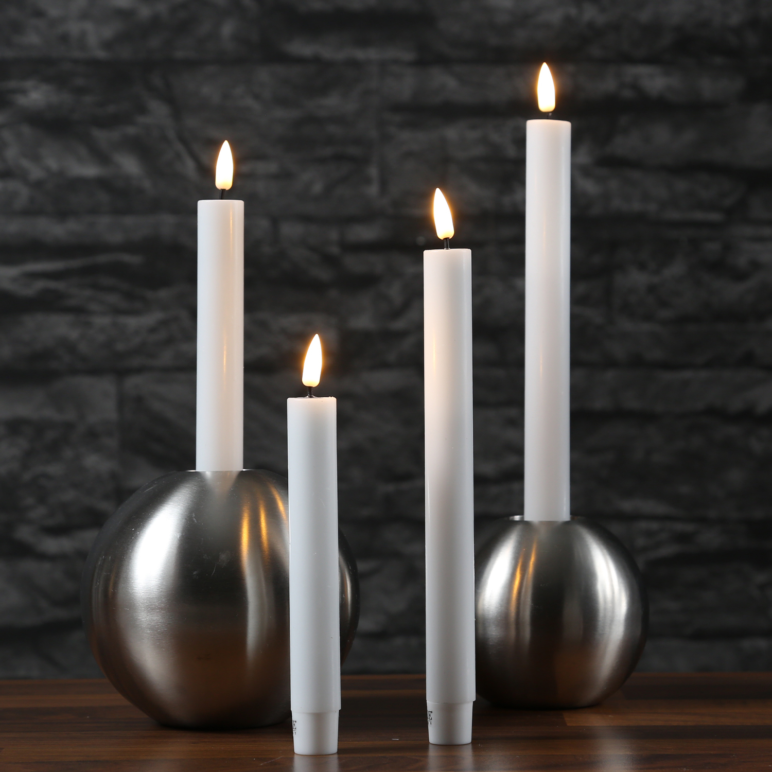 LED Stabkerzen MIA - Echtwachs - realistische 3D Flamme - H: 15cm - Batteriebetrieb - weiß - 2 Stk LED Stabkerzen MIA - Echtwachs - realistische 3D Flamme - H: 15cm - Batteriebetrieb - weiß - 2 Stk