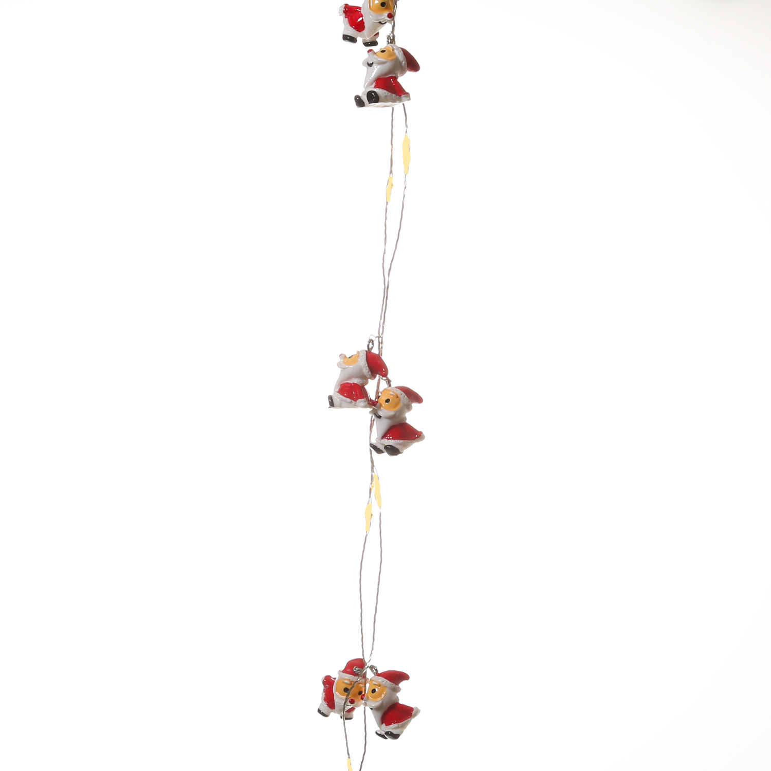 LED Drahtlichterkette NIKOLAUS - 20 warmweiße LED - L: 1,90m - Timer - Batterie - rot, weiß