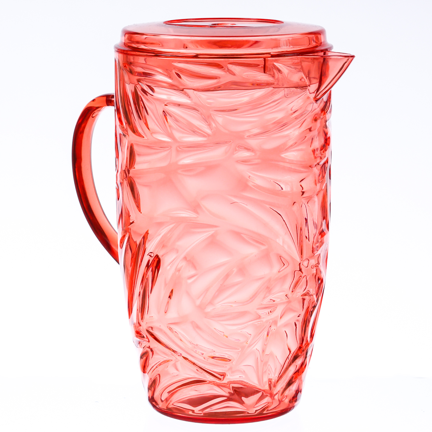 Kanne mit Deckel - Karaffe - lebensmittelecht - Kunststoff - 2,6l - mit Blattmuster - orange