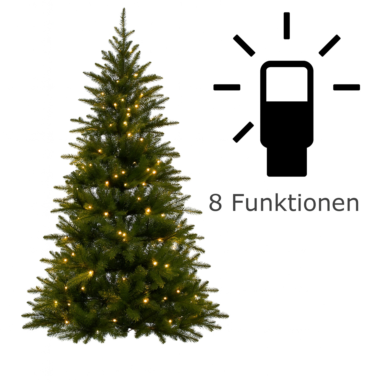 LED Lichterkette - 300 ultra warmweiße LED - 8 Funktionen - L 16m - Trafo - Außen - grünes Kabel