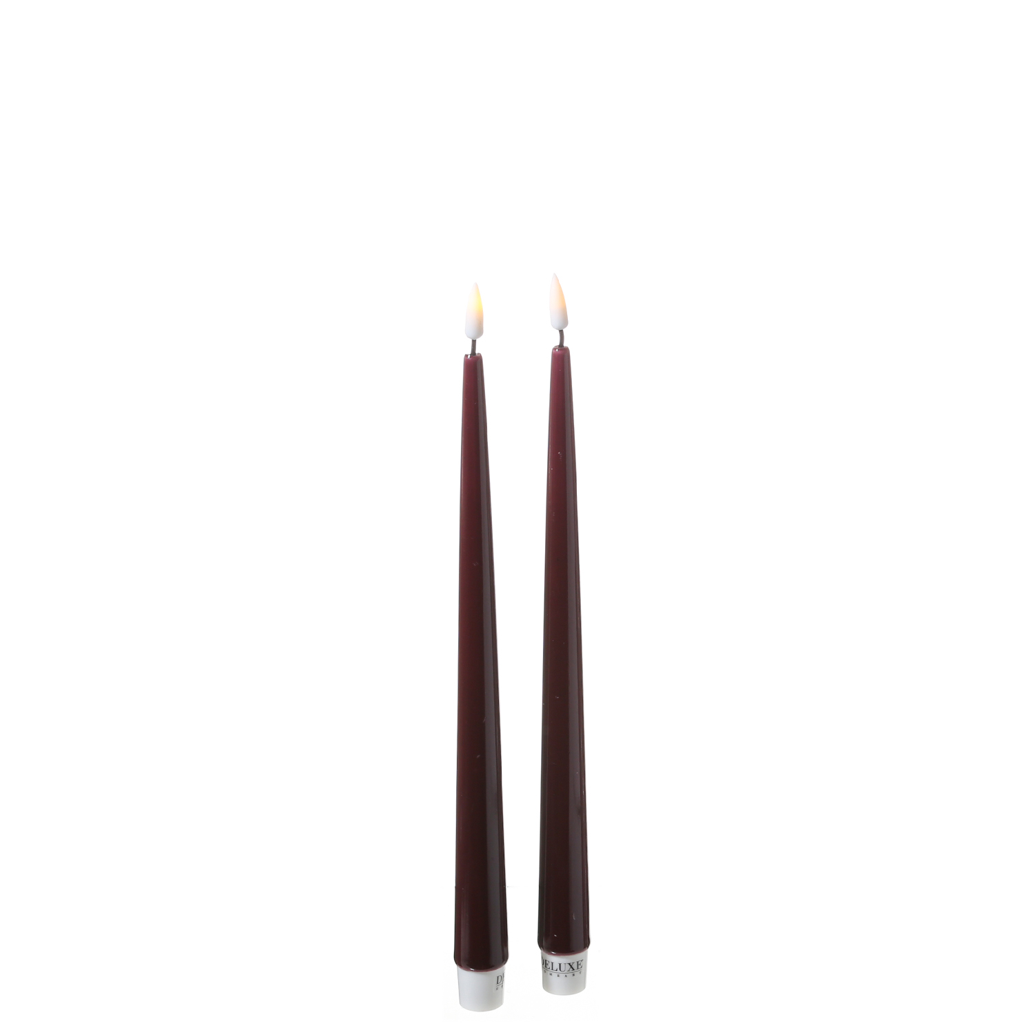 LED Stabkerzen ELLA - Echtwachs - realistische 3D Flamme - H: 28cm - weinrot - 2 Stück LED Stabkerzen ELLA - Echtwachs - realistische 3D Flamme - H: 28cm - weinrot - 2 Stück