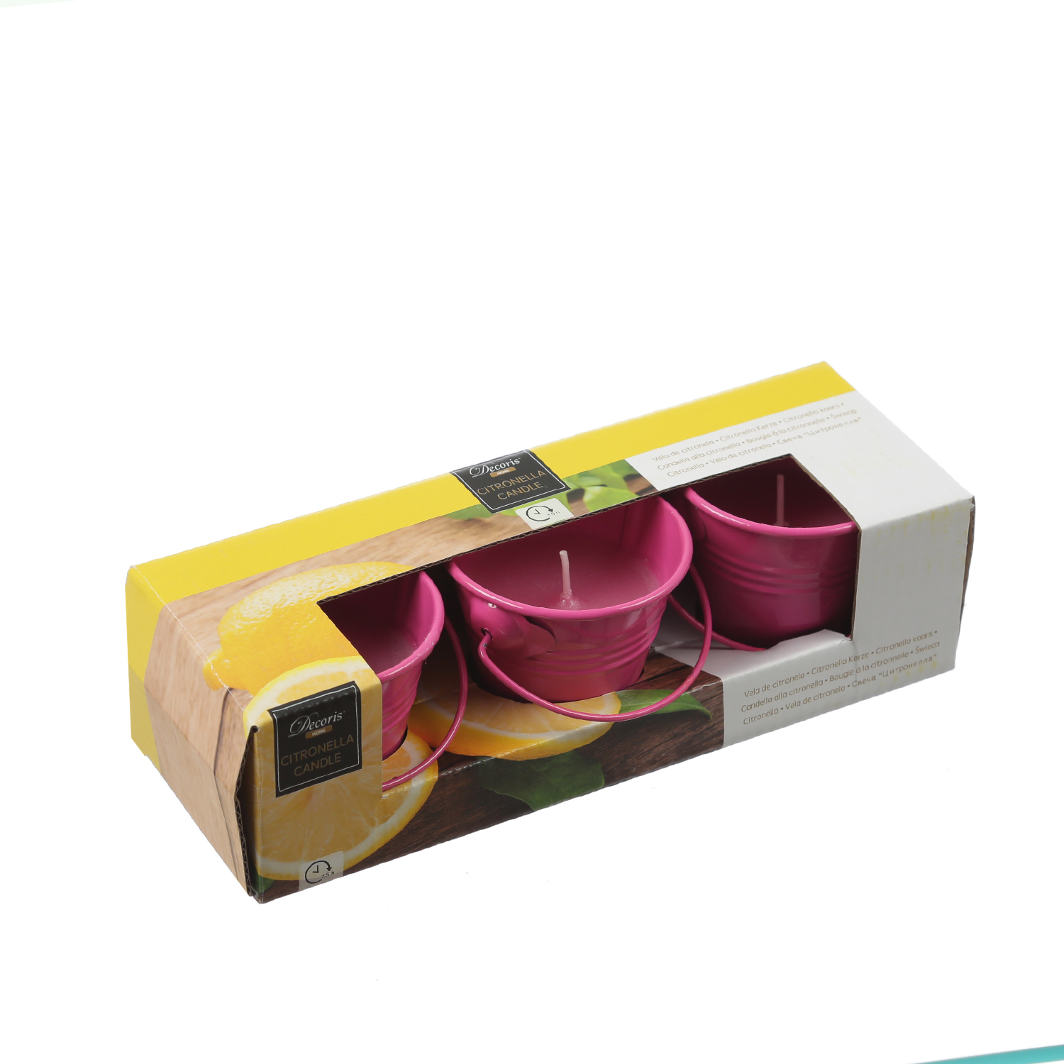 Duftkerzen CITRONELLA - Outdoor Kerzen im Metalleimer - H: 5,5cm - pink - 3er Set Duftkerzen CITRONELLA - Outdoor Kerzen im Metalleimer - H: 5,5cm - pink - 3er Set