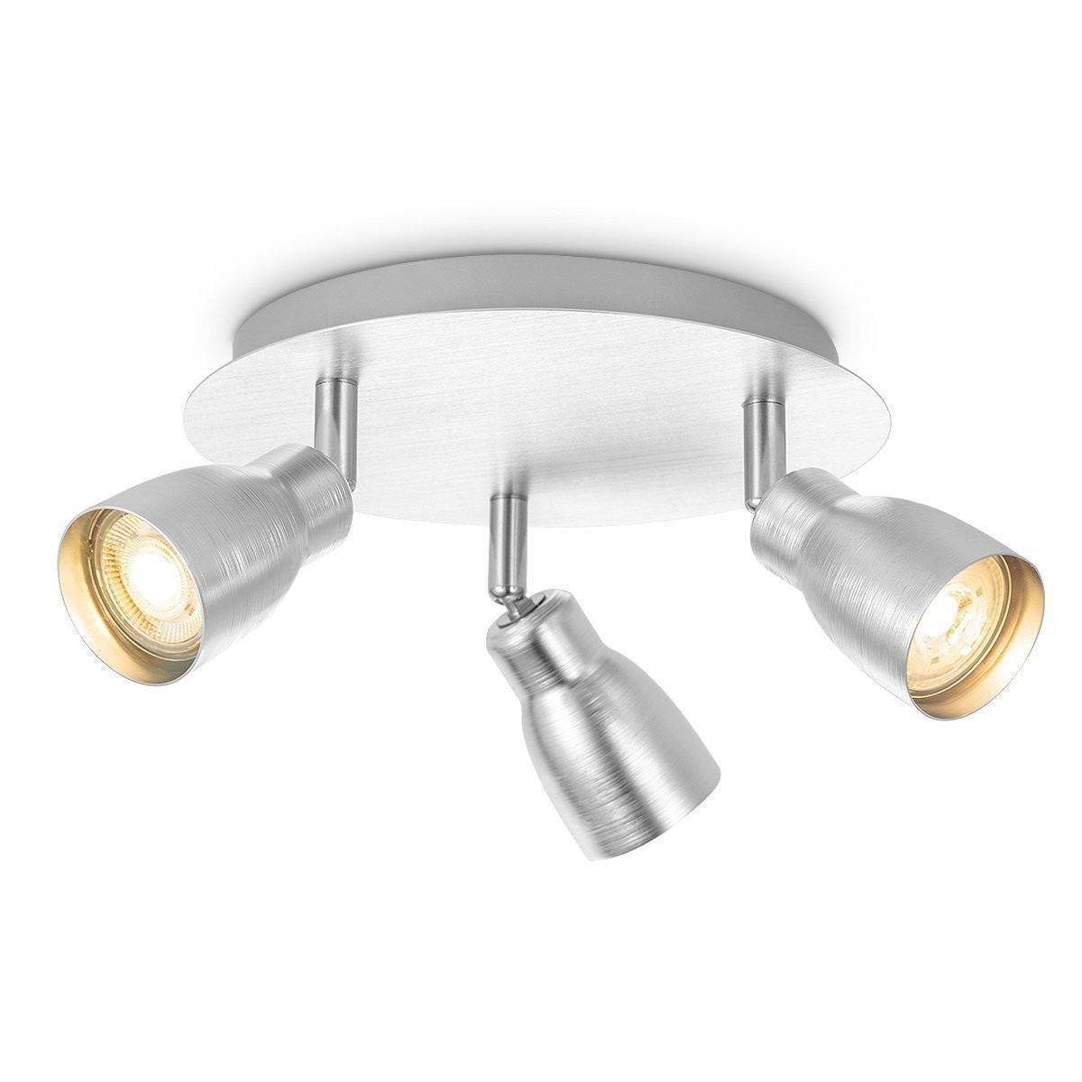 Deckenleuchte / Rondell ALBA aluminium silber - 3fach - inkl. GU10 LED Leuchtmittel