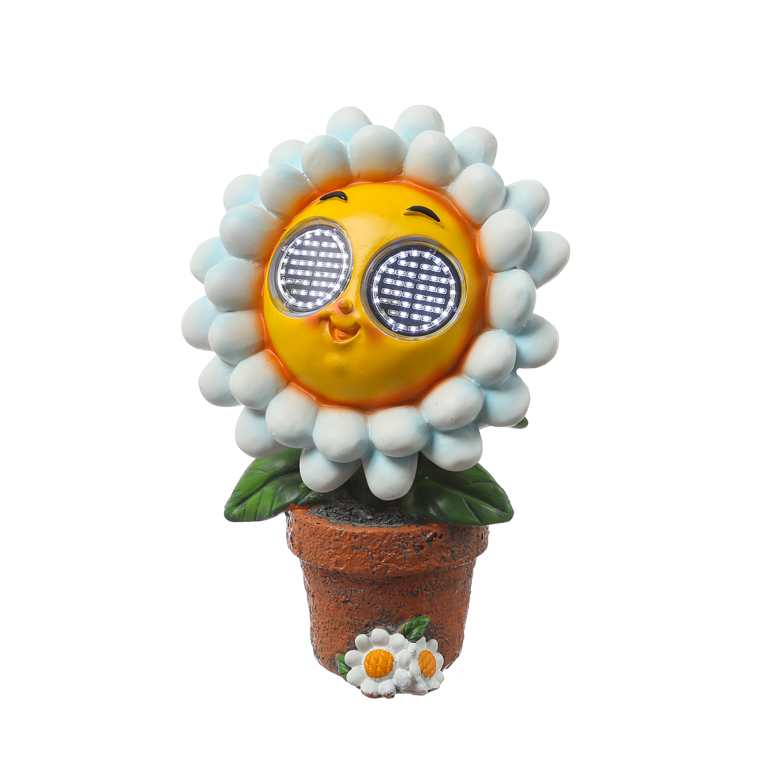 LED Solar Blume mit blizelnden und rollenden Augen - Solar Gänseblümchen - H: 22cm - Lichtsensor