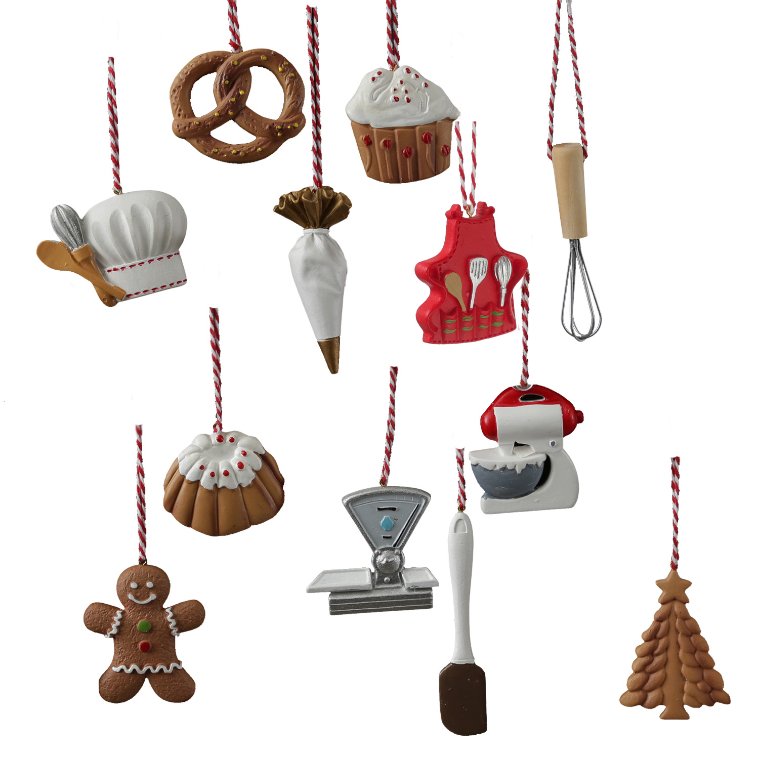 Christbaumschmuck Weihnachtsbaeckerei - 12 verschiedene Baumhaenger - Polyresin - 12er Set Christbaumschmuck Weihnachtsbaeckerei - 12 verschiedene Baumhaenger - Polyresin - 12er Set