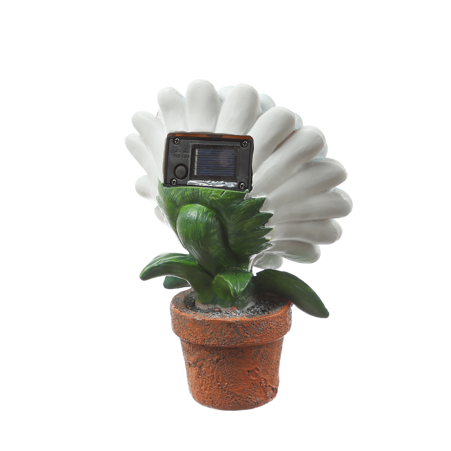 LED Solar Blume mit blizelnden und rollenden Augen - Solar Gänseblümchen - H: 22cm - Lichtsensor