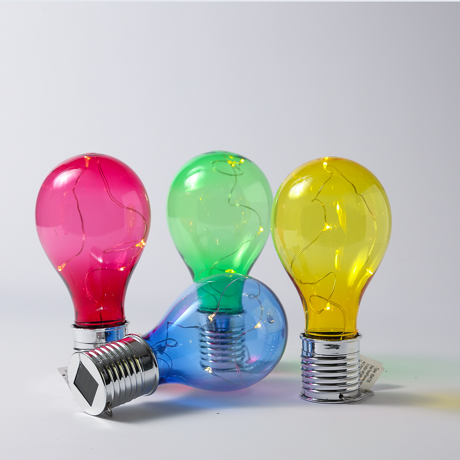 LED Solar Glühbirne GLOW - warmweiße LED Drahtlichterkette - H: 14cm - Lichtsensor - outdoor - blau