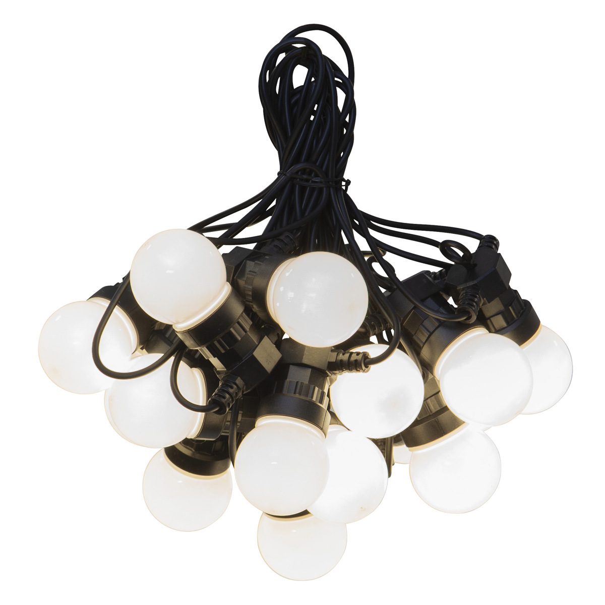 LED Lichterkette CIRCUS opal - 20 kleine Kugeln - warmweiße LED - 8,8m - inkl.Trafo - outdoor