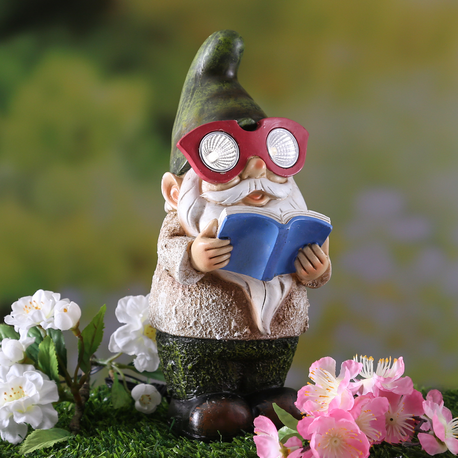 LED Solar Gartenzwerg BÜCHERWURM - Gartenfigur - 2 warmweiße LED - Lichtsensor - H: 24,5cm - grün LED Solar Gartenzwerg BÜCHERWURM - Gartenfigur - 2 warmweiße LED - Lichtsensor - H: 24,5cm - grün