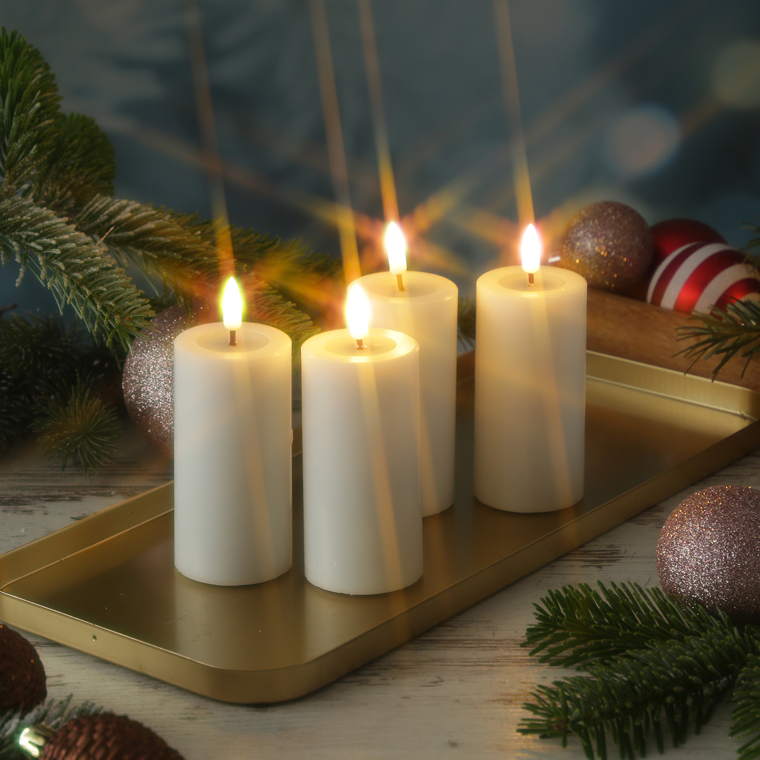LED Kerzenset MIA - Echtwachs - H: 10cm/D: 5cm - mit Batterien/Fernbedienung - weiß - 4er Set LED Kerzenset MIA - Echtwachs - H: 10cm/D: 5cm - mit Batterien/Fernbedienung - weiß - 4er Set