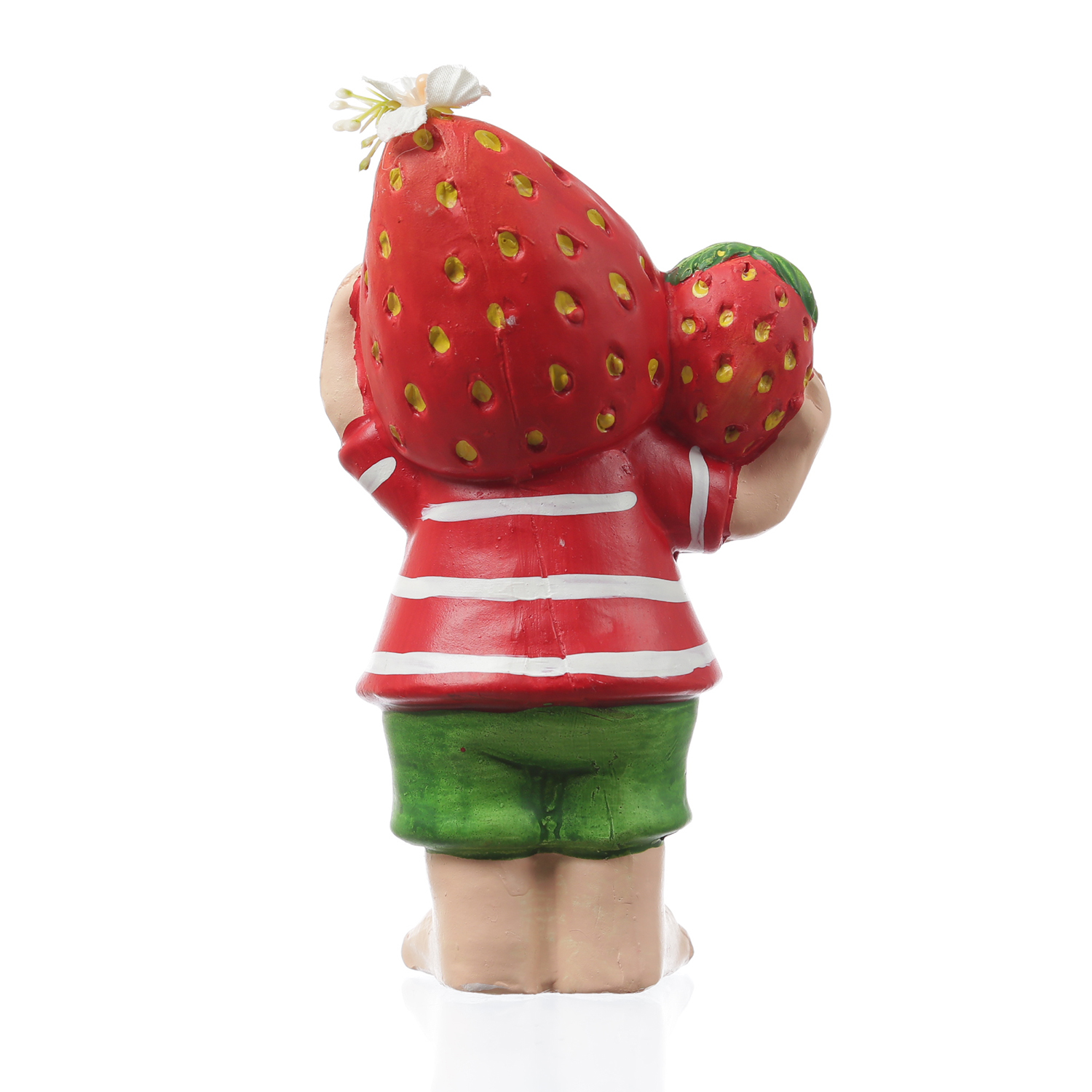 Dekofigur Erdbeerjunge Fritz - niedliche Gartenfigur mit Erdbeere - Keramik  - H: 18,5cm - rot