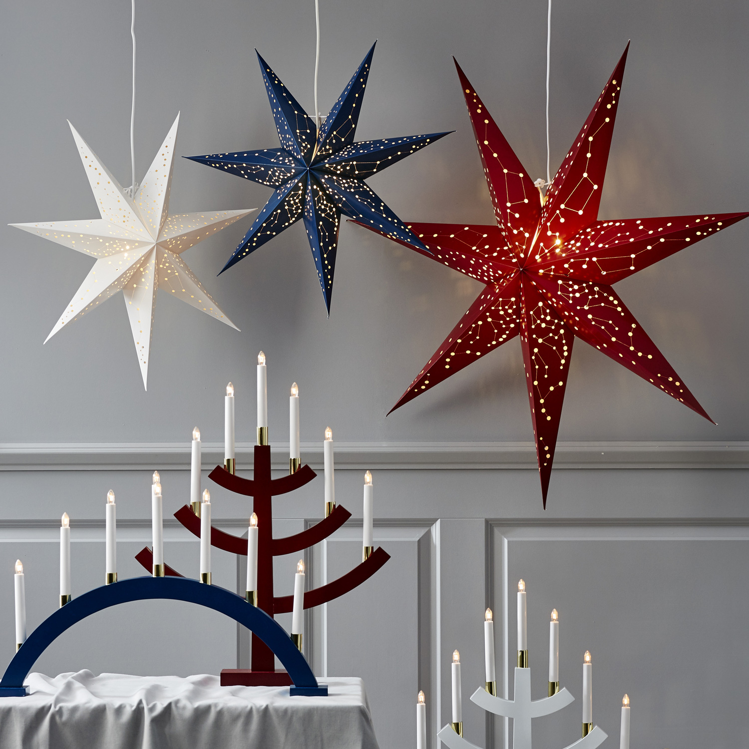 Papierstern "Galaxy" - mit Sternenbildern - hängend - 7-zackig - Ø 60 cm - inkl. Kabel - weiß Papierstern "Galaxy" - mit Sternenbildern - hängend - 7-zackig - Ø 60 cm - inkl. Kabel - weiß