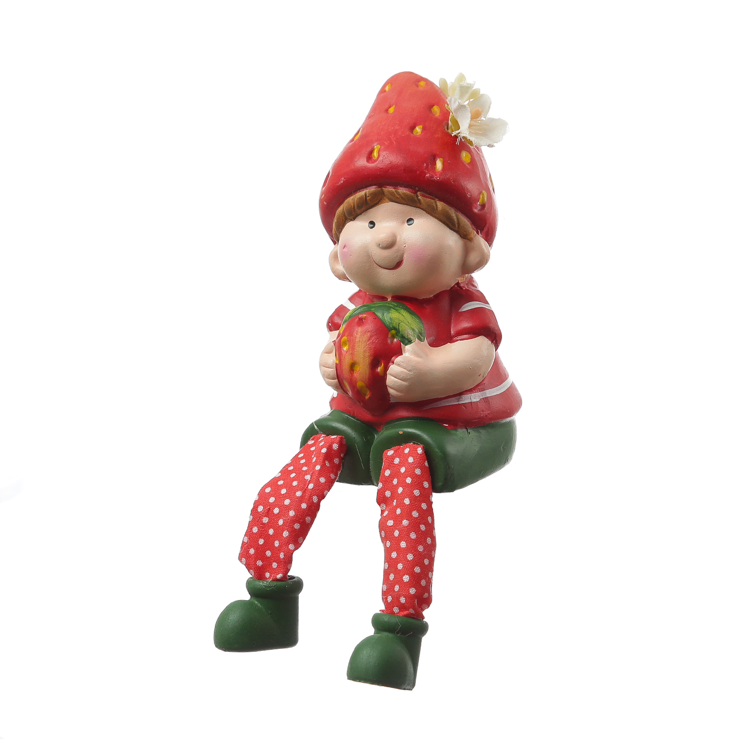 Kantenhocker Erdbeerjunge Fritz - niedliche  Gartenfigur mit Erdbeere - Keramik  - H: 19cm - rot Kantenhocker Erdbeerjunge Fritz - niedliche  Gartenfigur mit Erdbeere - Keramik  - H: 19cm - rot