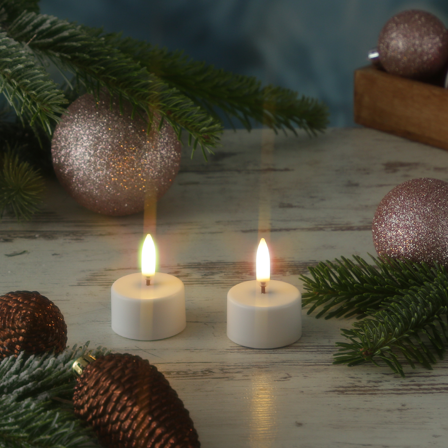 LED Teelicht THEA - Kunststoff - D: 3,9cm - H: 5cm - Timer - inkl. Batterie - weiß