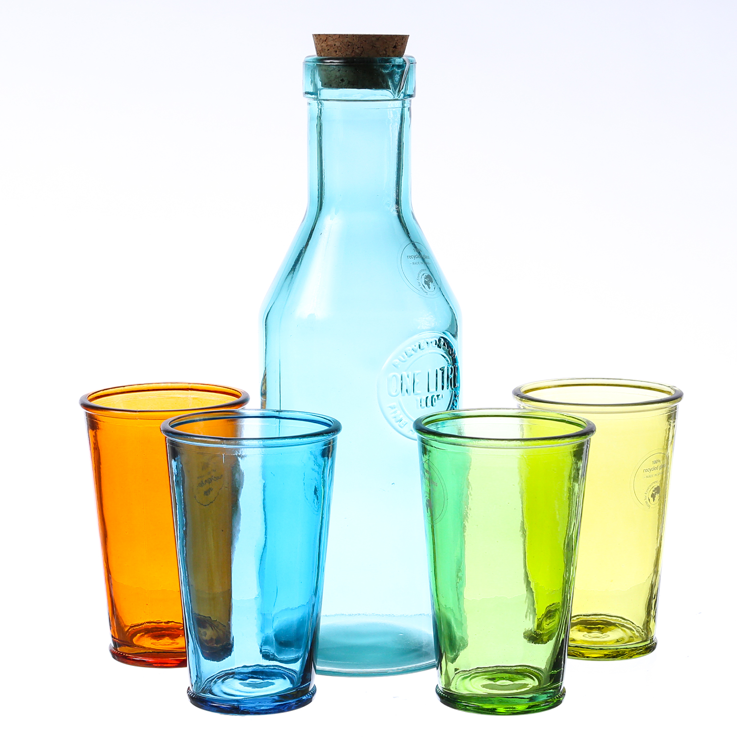 Gläser-Set - Karaffe und 4 Trinkgläser - lebensmittelecht - Glas - 5-teilig