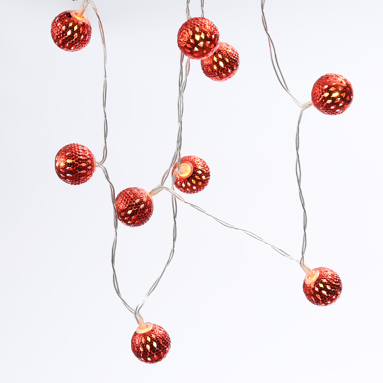 LED Dekolichterkette Metallkugeln - 10 warmweiße LED - D: 2,5cm - L: 0,9m - Batterie - weiß LED Dekolichterkette Metallkugeln - 10 warmweiße LED - D: 2,5cm - L: 0,9m - Batterie - weiß