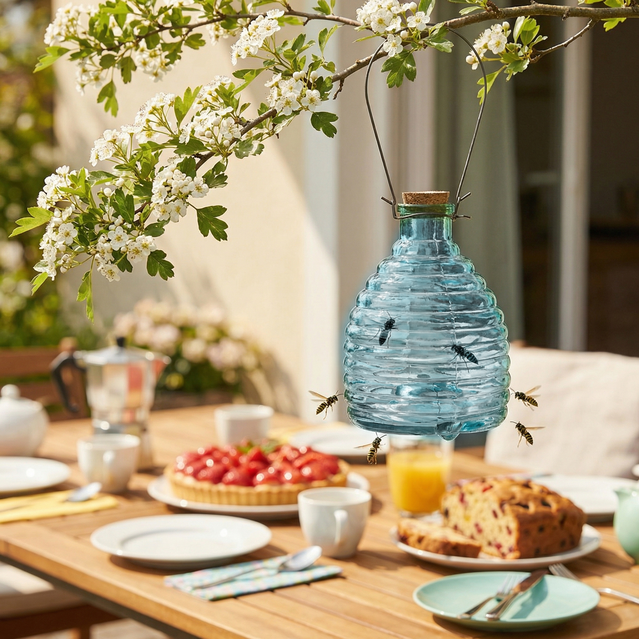 Wespenfänger HONIGTOPF - Wespenfalle - geriffeltes Glas - D: 13cm - H: 17cm