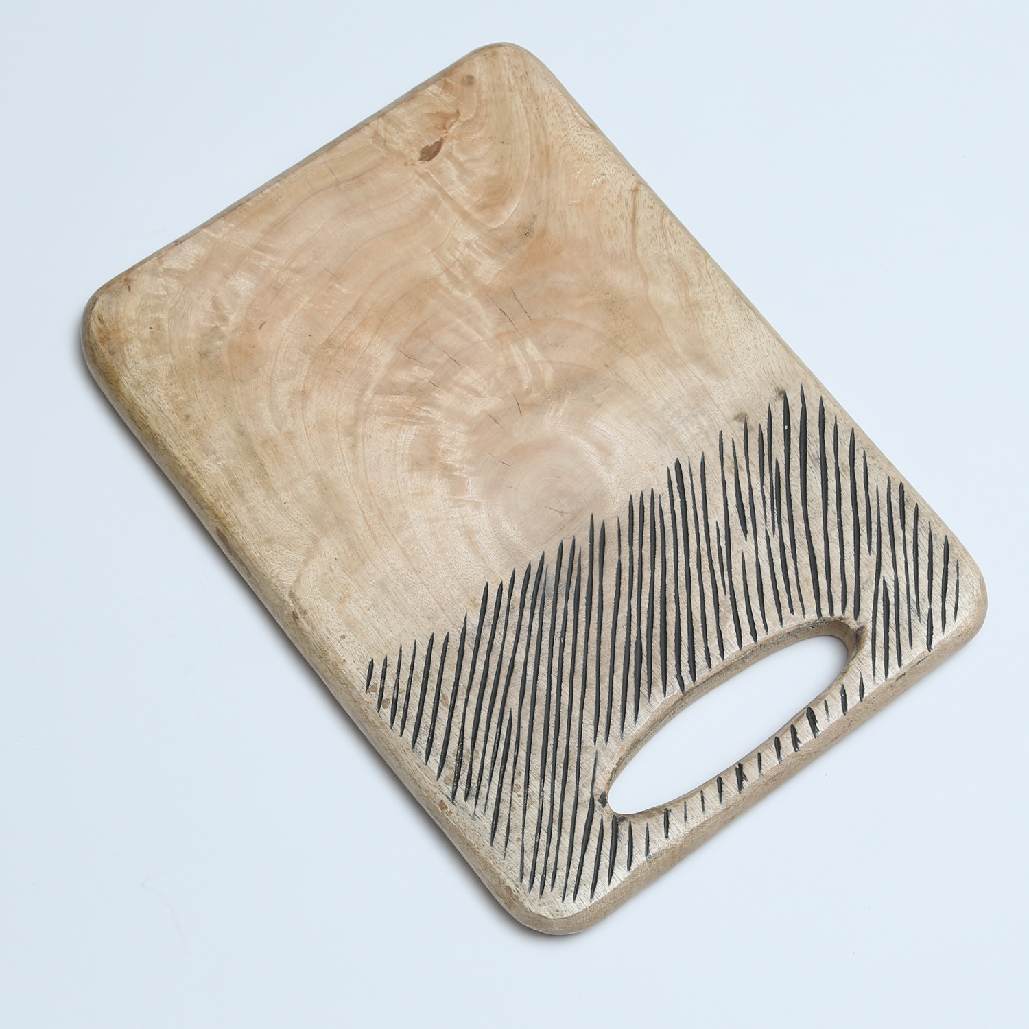 Schneidebrett - Servierbrett - rechteckig - Mangoholz - praktischer Griff - L: 36cm - natur