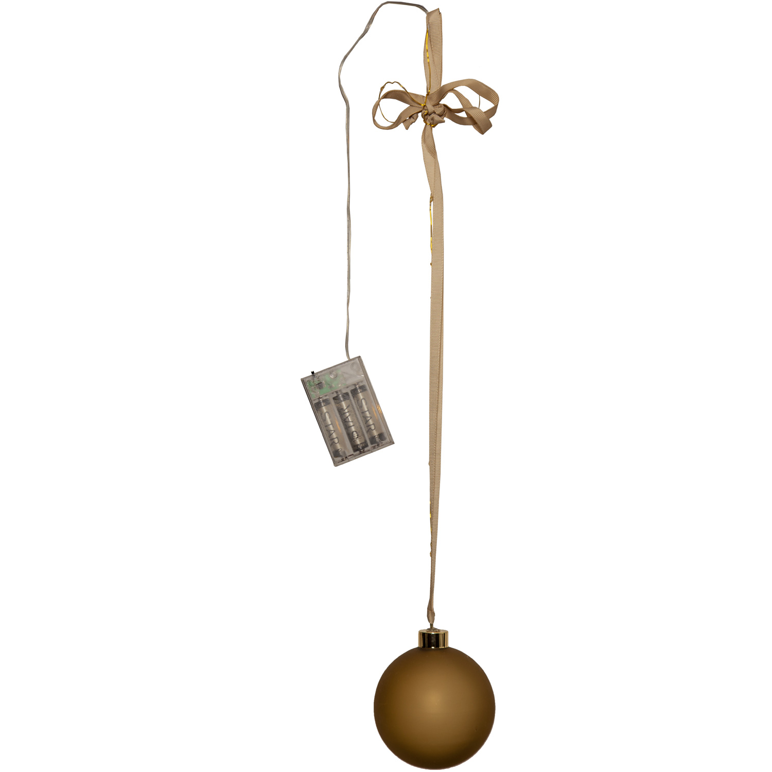 LED Christbaumkugel - Weihnachtskugel - Glas - 16 warmweiße LED - D: 10cm - Timer - Batterie - gold