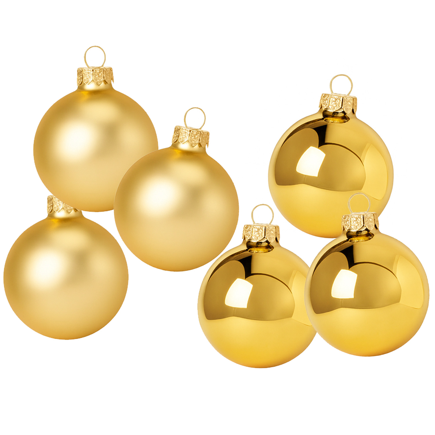 Christbaumkugeln - Weihnachtsbaumkugeln - Glas - D 8cm - glänzend/matt - gold - 6er Set Christbaumkugeln - Weihnachtsbaumkugeln - Glas - D 8cm - glänzend/matt - gold - 6er Set