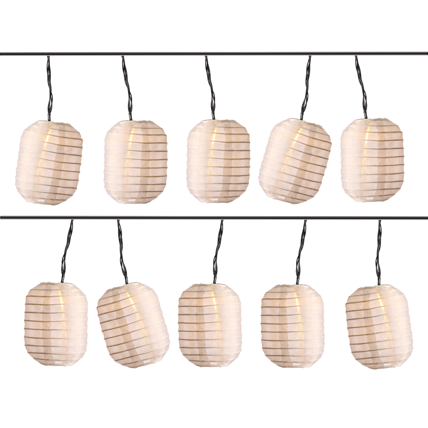 LED Solar Lichterkette LAMPION  - 10 warmweiße LED - L: 4,5m - D: 7,5cm - Lichtsensor - weiß LED Solar Lichterkette LAMPION  - 10 warmweiße LED - L: 4,5m - D: 7,5cm - Lichtsensor - weiß