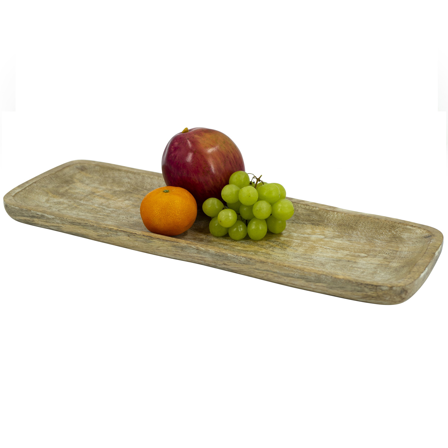 Holztablett - rechteckig - Mangoholz - L: 45,5cm - H: 2cm - natur, weiß Holztablett - rechteckig - Mangoholz - L: 45,5cm - H: 2cm - natur, weiß