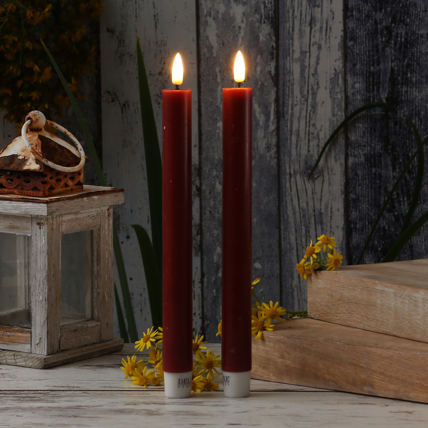 LED Stabkerzen MIA - Echtwachs - realistische 3D Flamme - H: 24cm - bordeauxrot - 2 Stk LED Stabkerzen MIA - Echtwachs - realistische 3D Flamme - H: 24cm - bordeauxrot - 2 Stk