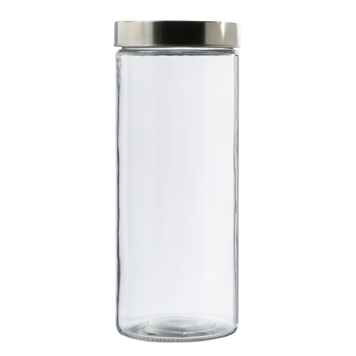 Vorratsdose XL - Glas mit Edelstahldeckel - 2,2 Liter - D: 11cm -  H: 27cm