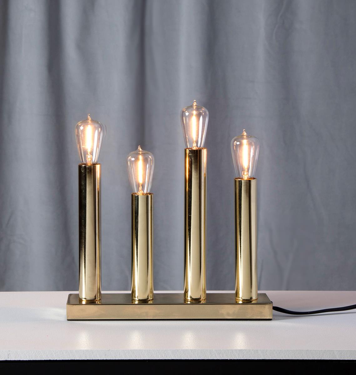 LED Tischleuchte - Standleuchte "Glans" - E14 - inkl. Leuchtmittel - H: 28cm, L: 27cm - messing