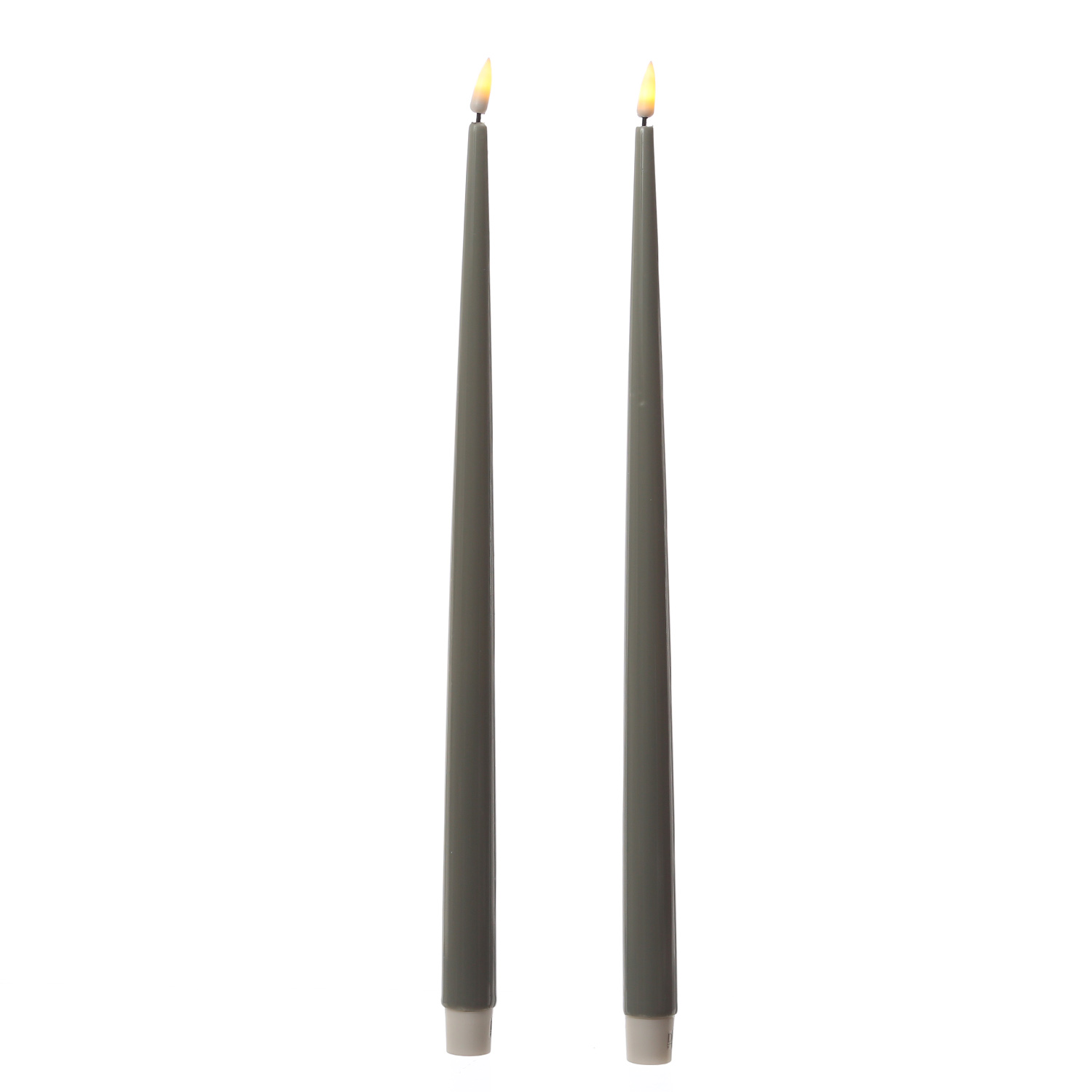 LED Stabkerzen ELLA - Echtwachs - realistische 3D Flamme - H: 38cm - salbeigrün - 2 Stück LED Stabkerzen ELLA - Echtwachs - realistische 3D Flamme - H: 38cm - salbeigrün - 2 Stück