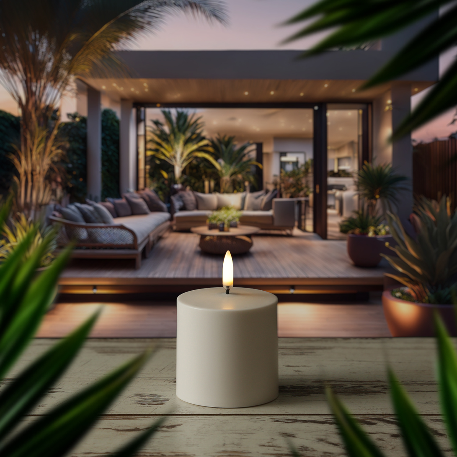 LED Kerze - wiederaufladbare LED Stumpenkerze mit Ladestation - 6,8cm x 6,8cm - Timer - Innen/Außen LED Kerze - wiederaufladbare LED Stumpenkerze mit Ladestation - 6,8cm x 6,8cm - Timer - Innen/Außen