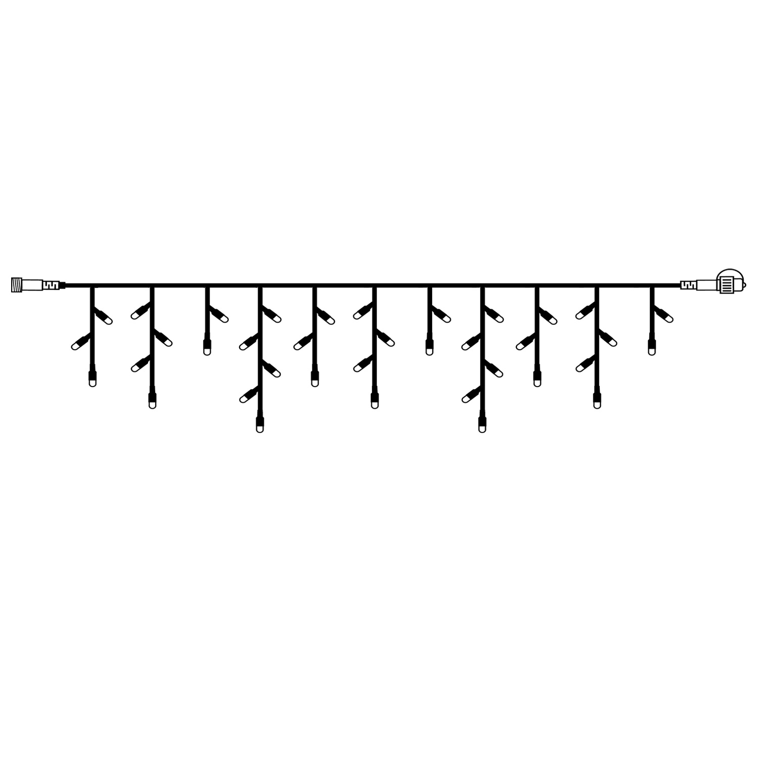 SYSTEM 24 KOMPLETT SET 15m - LED Lichtervorhang Eisregen 15x0,7m - Icicle für Dachrinne, Terrasse