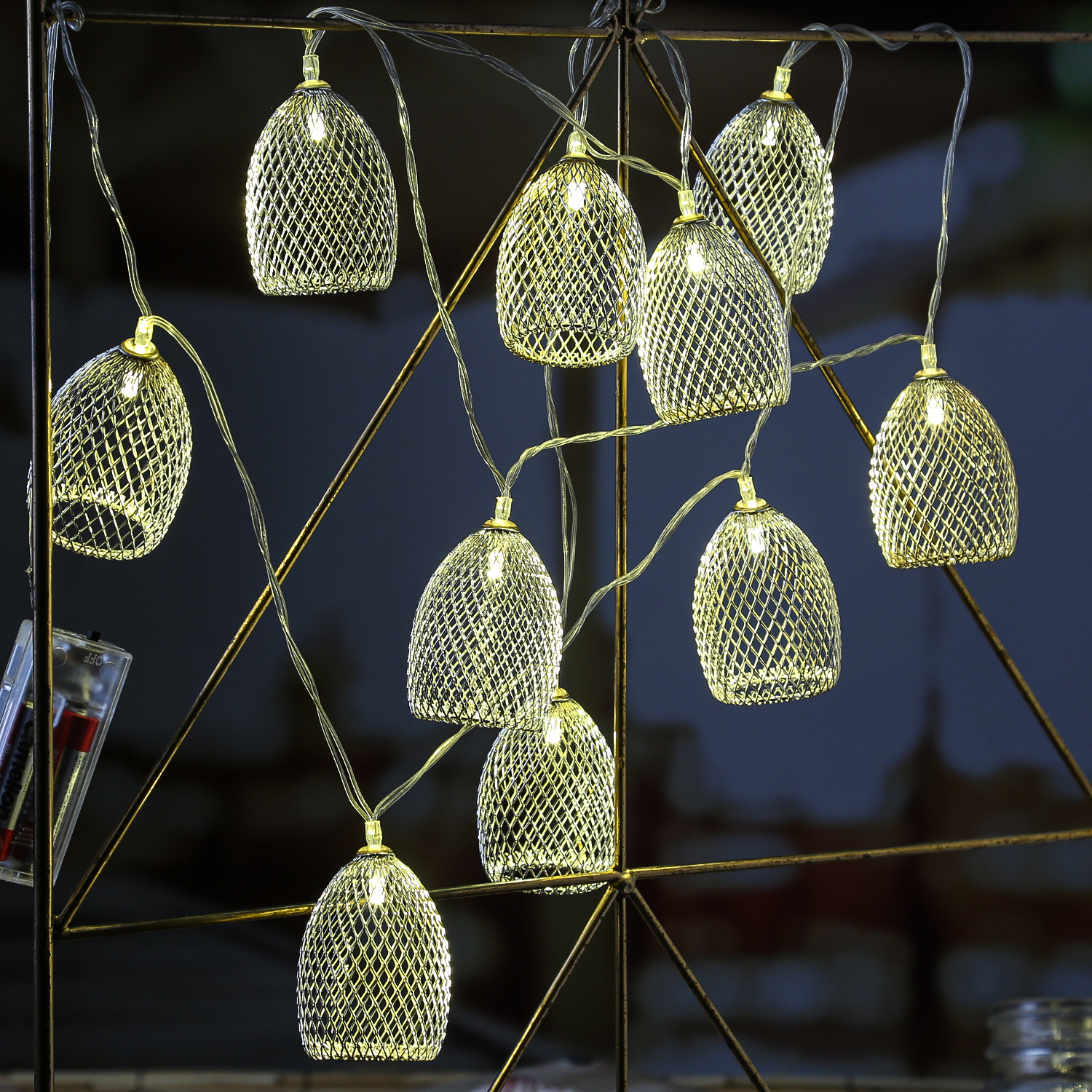 LED Lichterkette GLAMOUR - 10 silberne Lampenschirmchen - L: 1,8m - Batteriebetrieb LED Lichterkette GLAMOUR - 10 silberne Lampenschirmchen - L: 1,8m - Batteriebetrieb