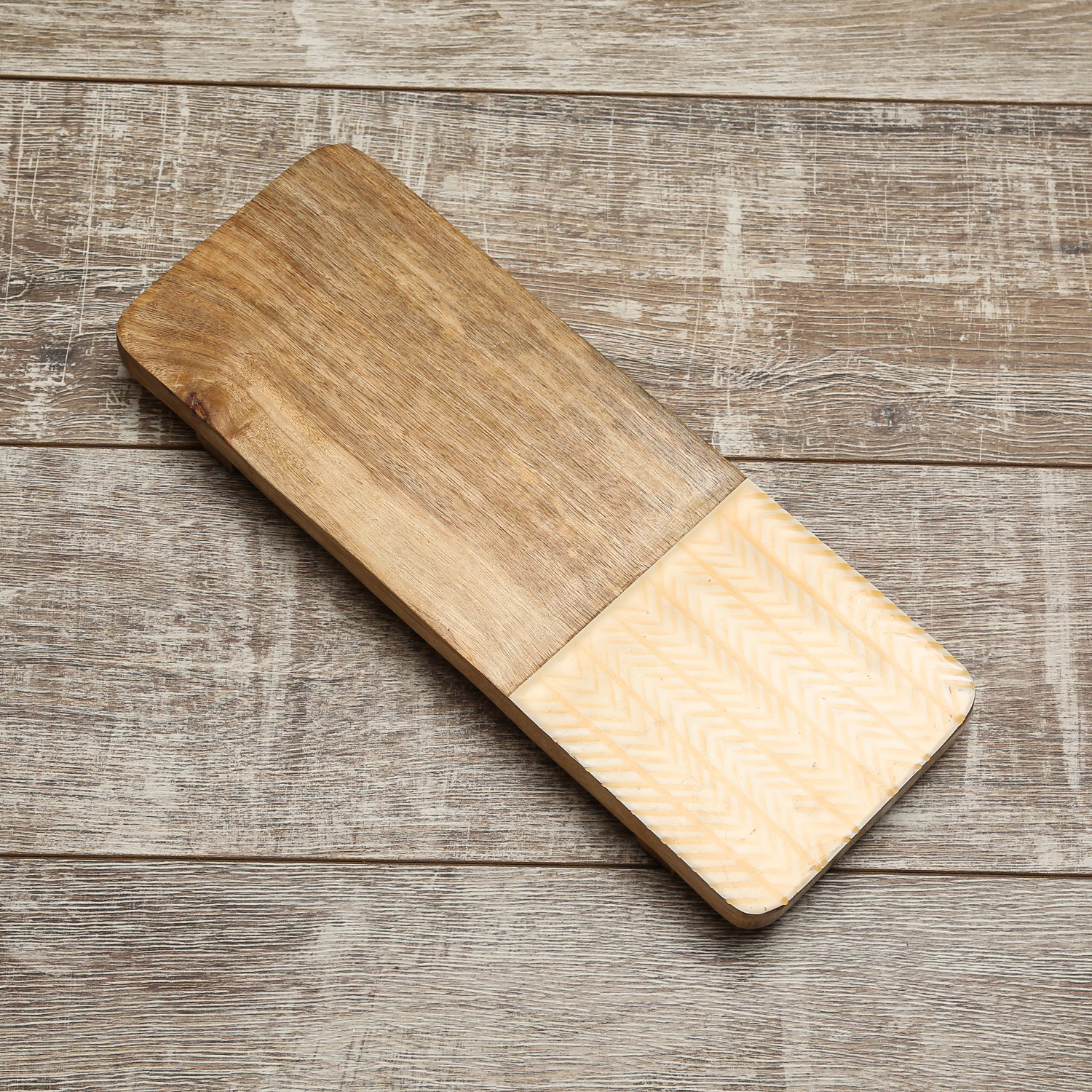 Holztablett - Serviertablett - Dekotablett - rechteckig - Mangoholz - L: 40cm B: 15cm - natur