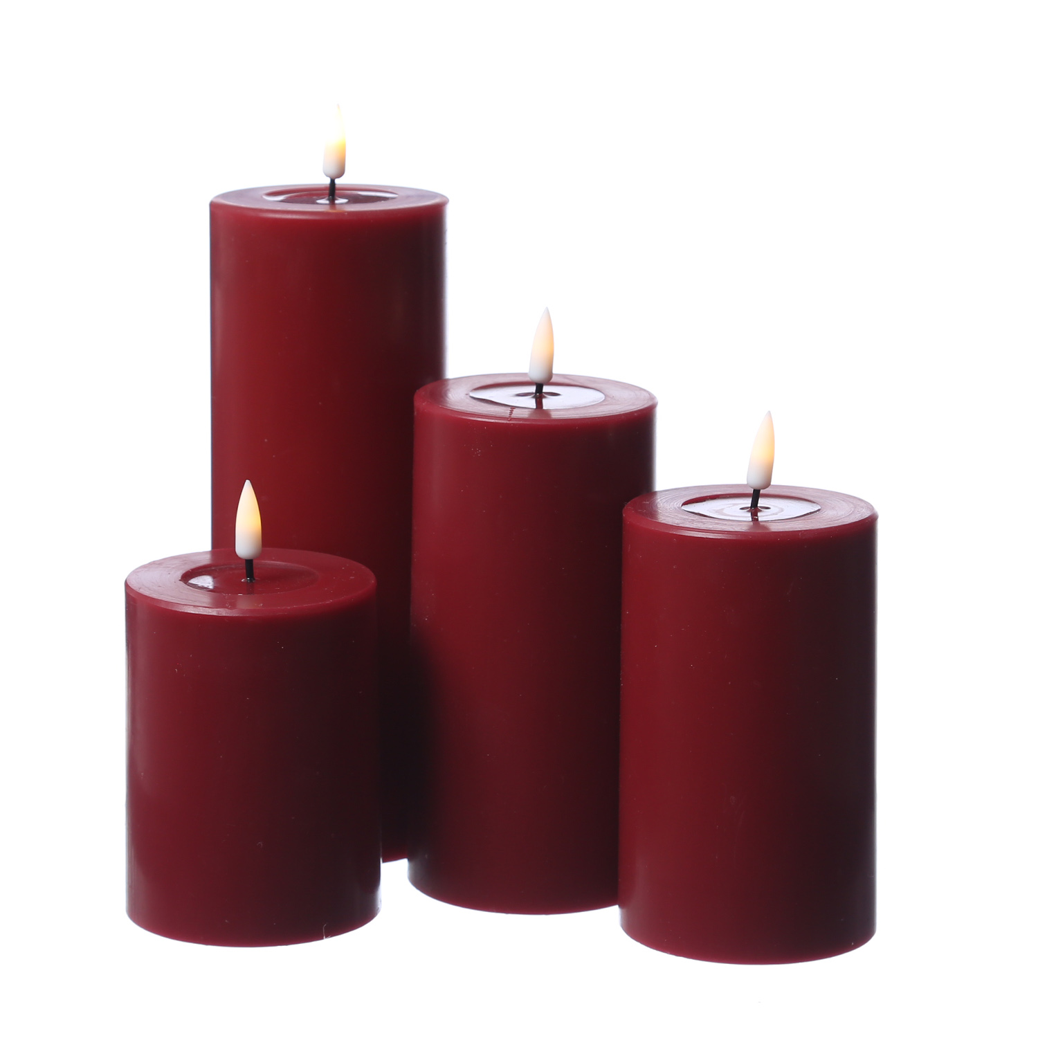 LED Kerzenset MIA - Echtwachs - 4 Größen - inkl. Batterien und Fernbedienung - rot - 4er Set LED Kerzenset MIA - Echtwachs - 4 Größen - inkl. Batterien und Fernbedienung - rot - 4er Set