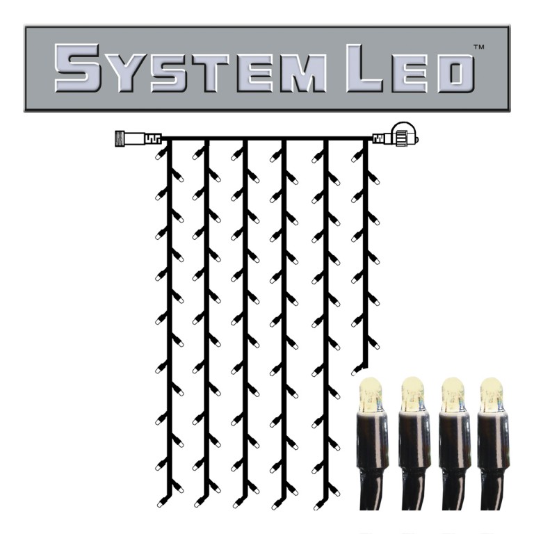 System LED Black | Lichtvorhang | koppelbar | exkl. Trafo |	1.00m x 2.00m | 102x Warmweiß