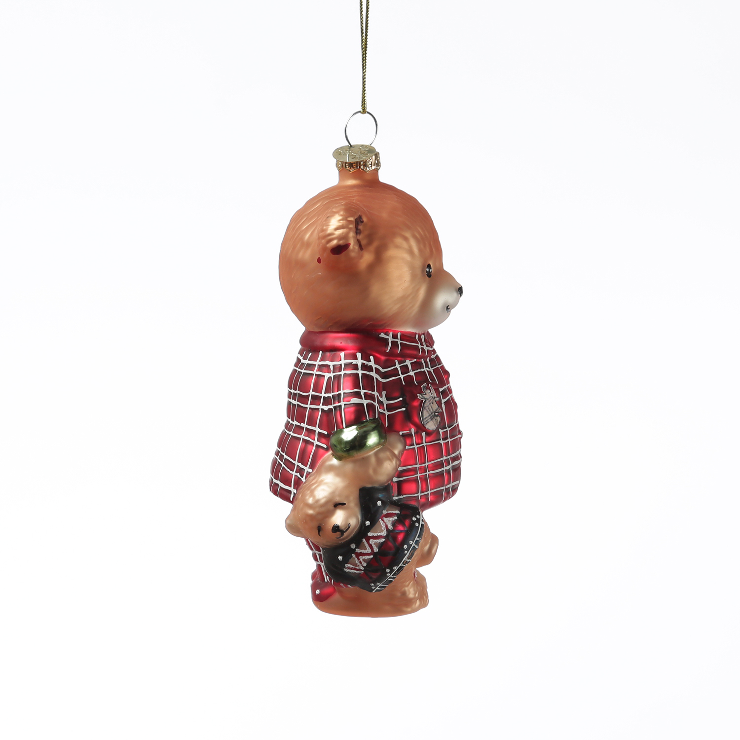 Weihnachtsbaumschmuck Bär im Schlafanzug mit Teddy - Christbaumschmuck - Glas - H: 13cm