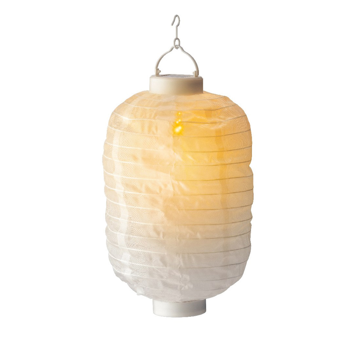 LED Solar Lampion - Flammensimulation - 30 warmweiße LED - H: 30cm - D: 20cm - Lichtsensor - weiß