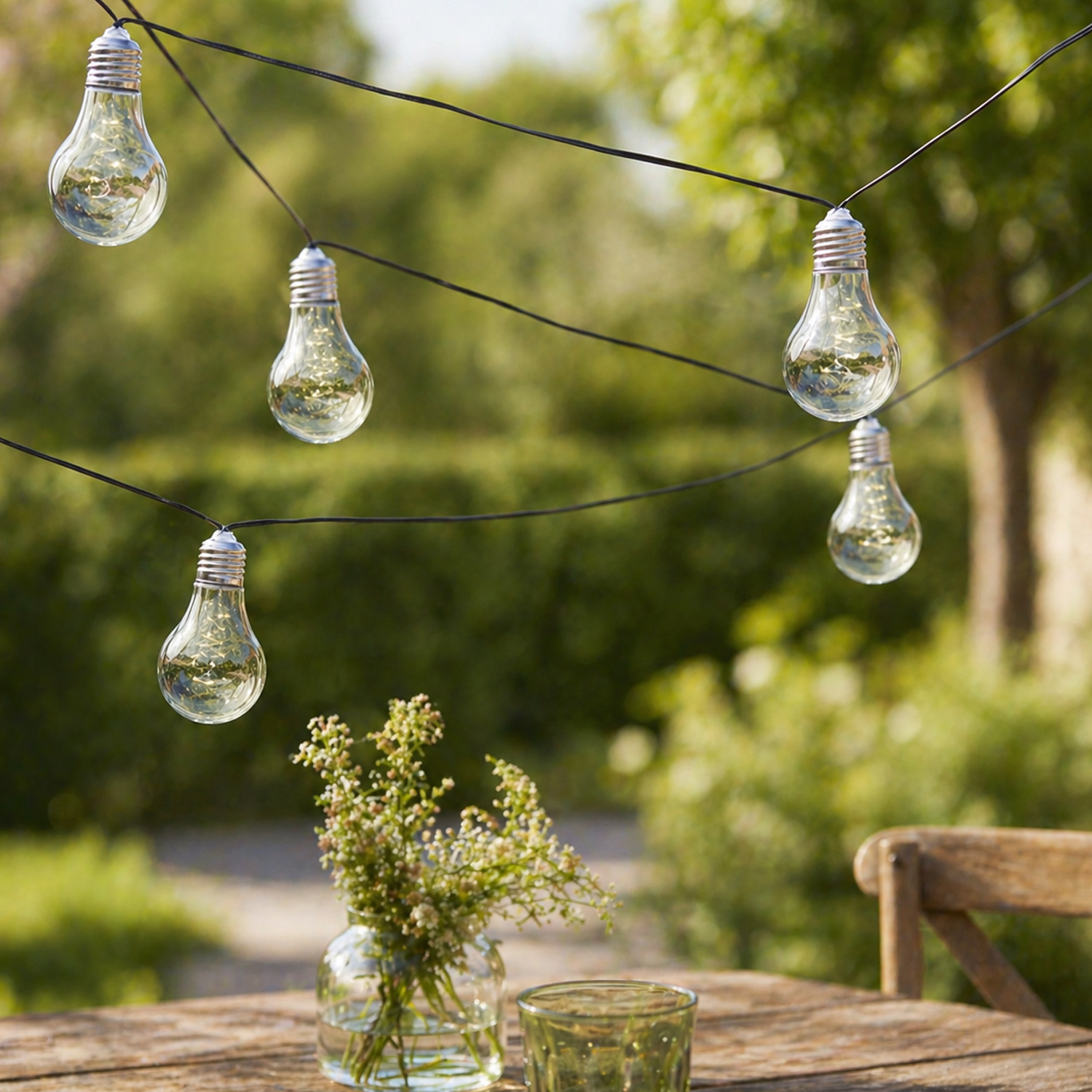 LED Solar Lichterkette GLOW - 10 transparente Glühbirnen - warmweiße LED - L: 4,5m