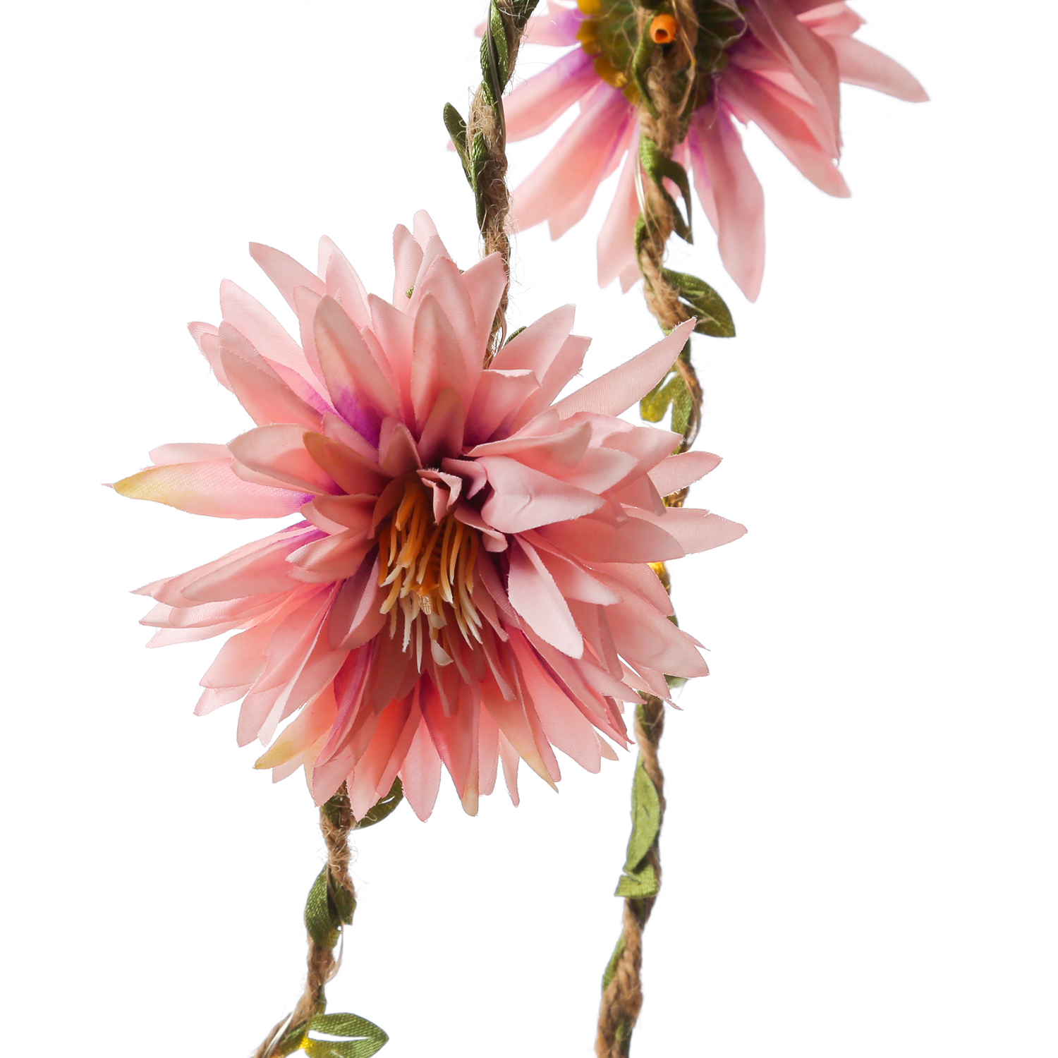 LED Lichterkette Dahlie - Blumengirlande - 30 warmweiße LED - Batterie - Timer - L: 2,9m - rosa