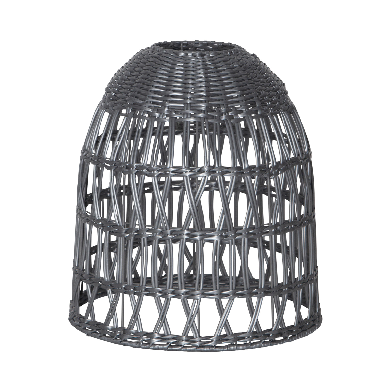 Lampenschirm BELL wetterfest - Rattan-Optik - für E27 Fassungen - D: 30cm/H: 33cm - grau