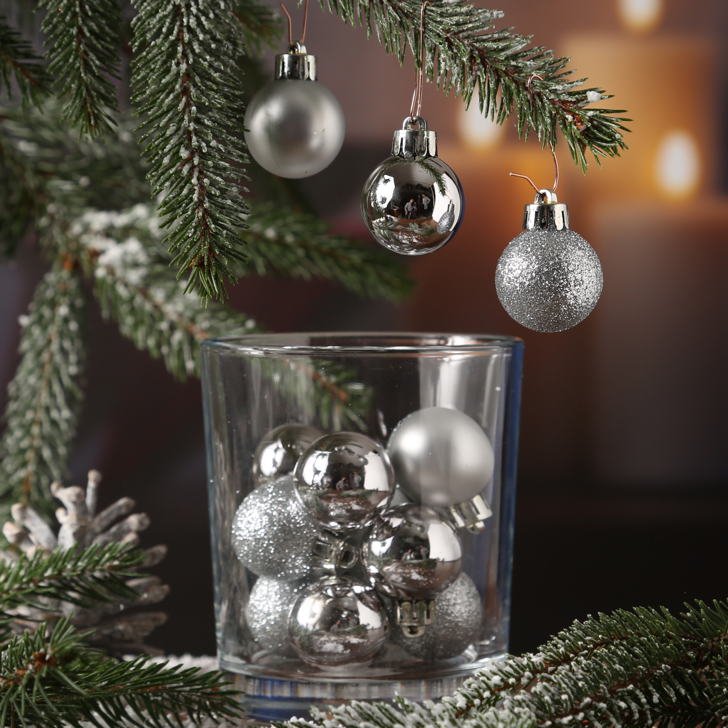 Christbaumkugel - Weihnachtskugel - bruchfest - D: 3cm - glänzend matt glitzernd - silber - 14er Set Christbaumkugel - Weihnachtskugel - bruchfest - D: 3cm - glänzend matt glitzernd - silber - 14er Set