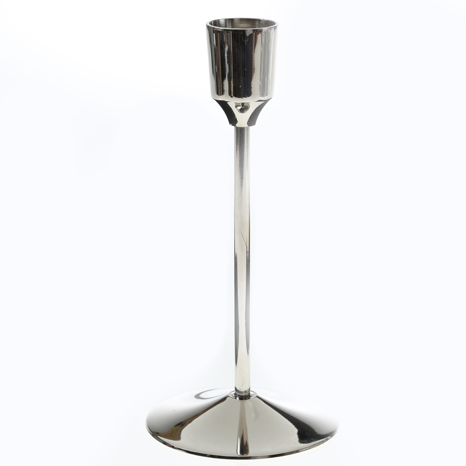 Stabkerzenhalter - Kerzenständer - Metall - H: 15,5cm - D: 7cm - silber Stabkerzenhalter - Kerzenständer - Metall - H: 15,5cm - D: 7cm - silber